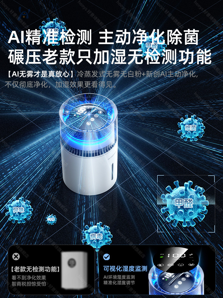 [Ai Constant Humidity Monitoring]2026 New Model 5L Large Capacity Humidifier for Bedroom, Home Use, Infant and Mother and Baby Grade, Office Large Air Purifier, Low Noise, Cold Evaporation, Integrated Antibacterial