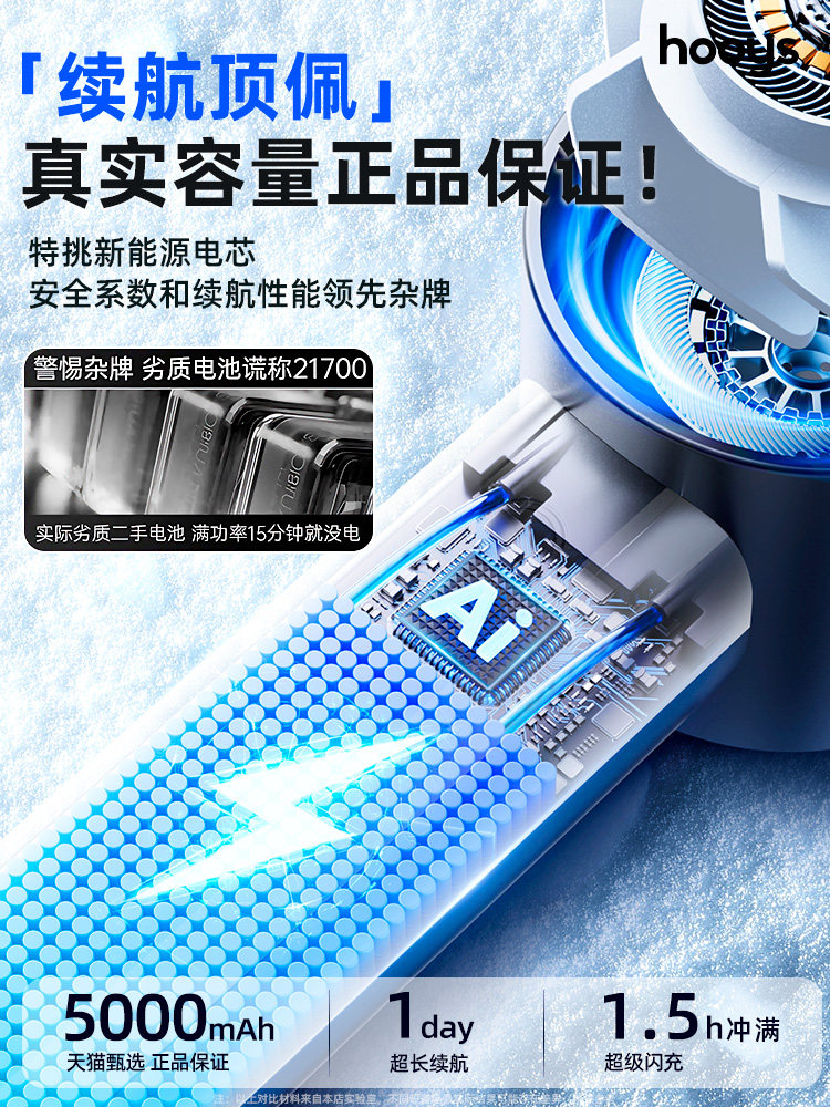 Free Shipping[Ultra-High-Speed Energy-Saving Mini Fan]Hooys Powerful Wind Handheld Fan with Long Battery Life 2026 New Model Desktop Silent Outdoor Mini Portable Small Electric Fan