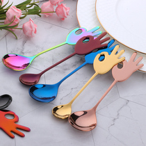 304 stainless steel coffee spoon Creative cute palm shape spoon Drink dessert spoon Stainless steel main meal spoon