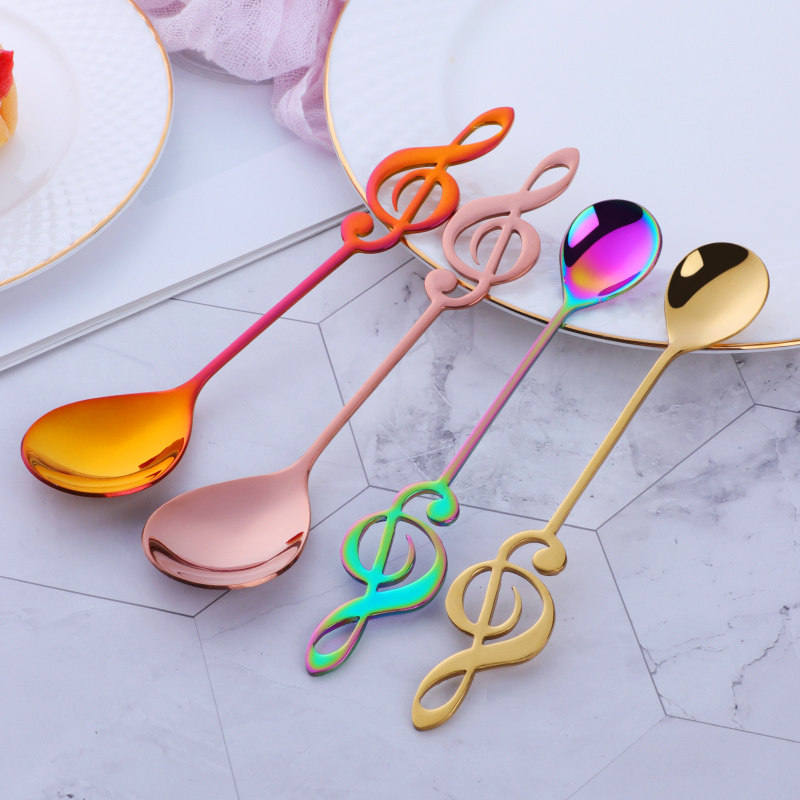 304 stainless steel spoon creative cute music symbol coffee spoon home restaurant drink stir spoon