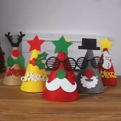 Christmas creative cartoon non-woven Christmas pointed hat headdress gift Prom party children adult dress up props