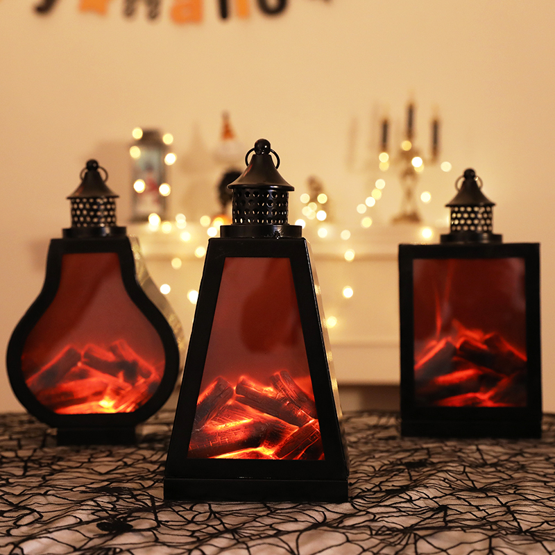 Halloween decorative lamp Christmas LED pendulum fitting simulation fireplace windproof light scene to arrange charcoal flame decorations