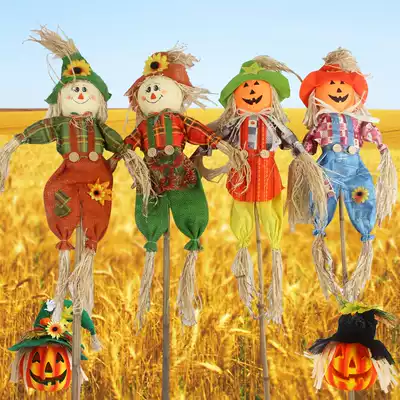 Halloween decoration accessories Pumpkin ornaments Shopping mall bar Amusement Park Cute pastoral style Scarecrow scene decoration