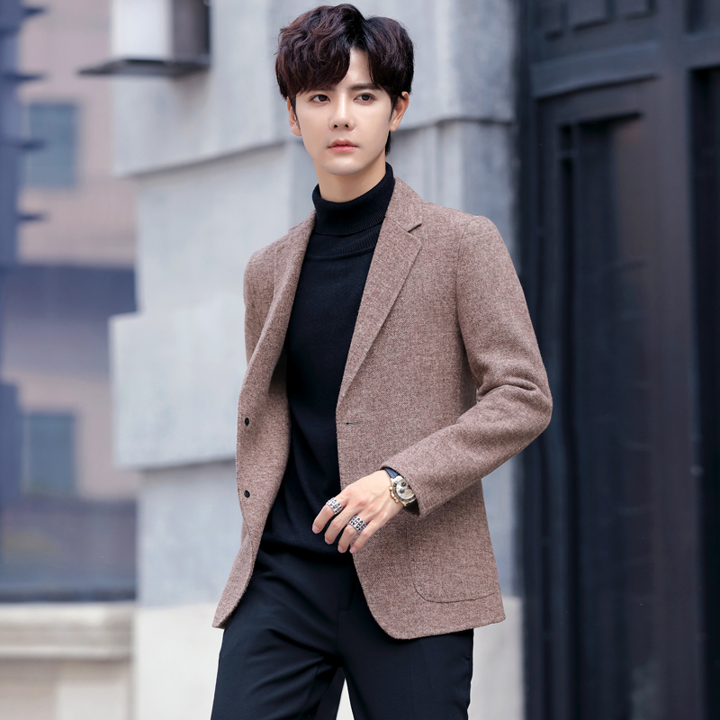 Fall single Western wool Son Casual West Suit Men's Bifacial Nihan Version of Cashmere Cashmere Small Suit Jacket Tide