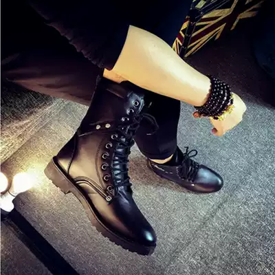Autumn and winter new men's boots men's boots high boots middle tube Martin boots men's shoes Korean trend long horse boots