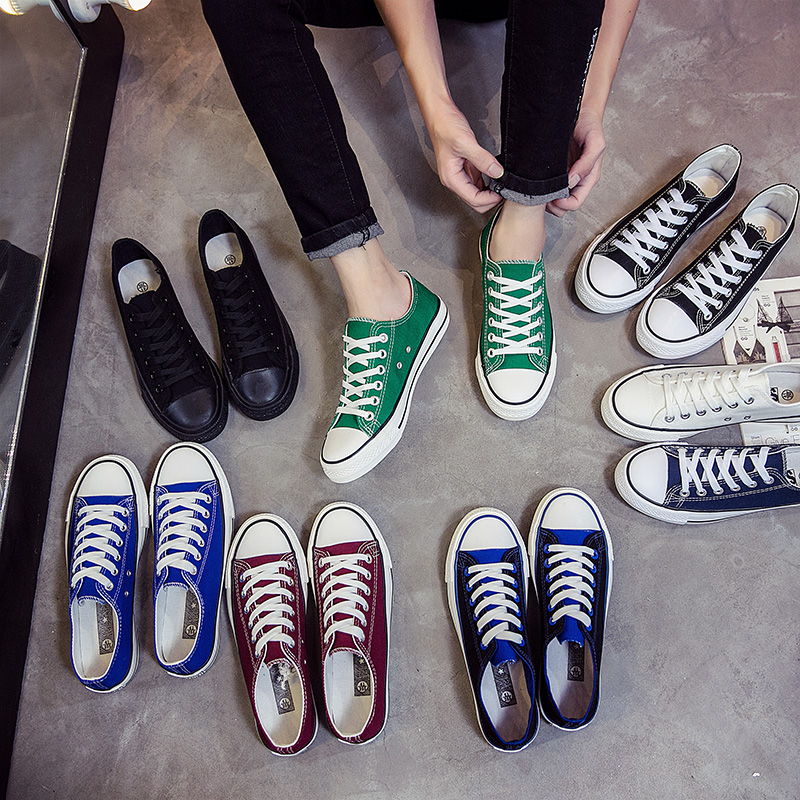 Sneakers Green Wine Red Low Bunch Shoes Men Casual 100 Hitch Plate Shoes Lovers Korean version Student flat lacing