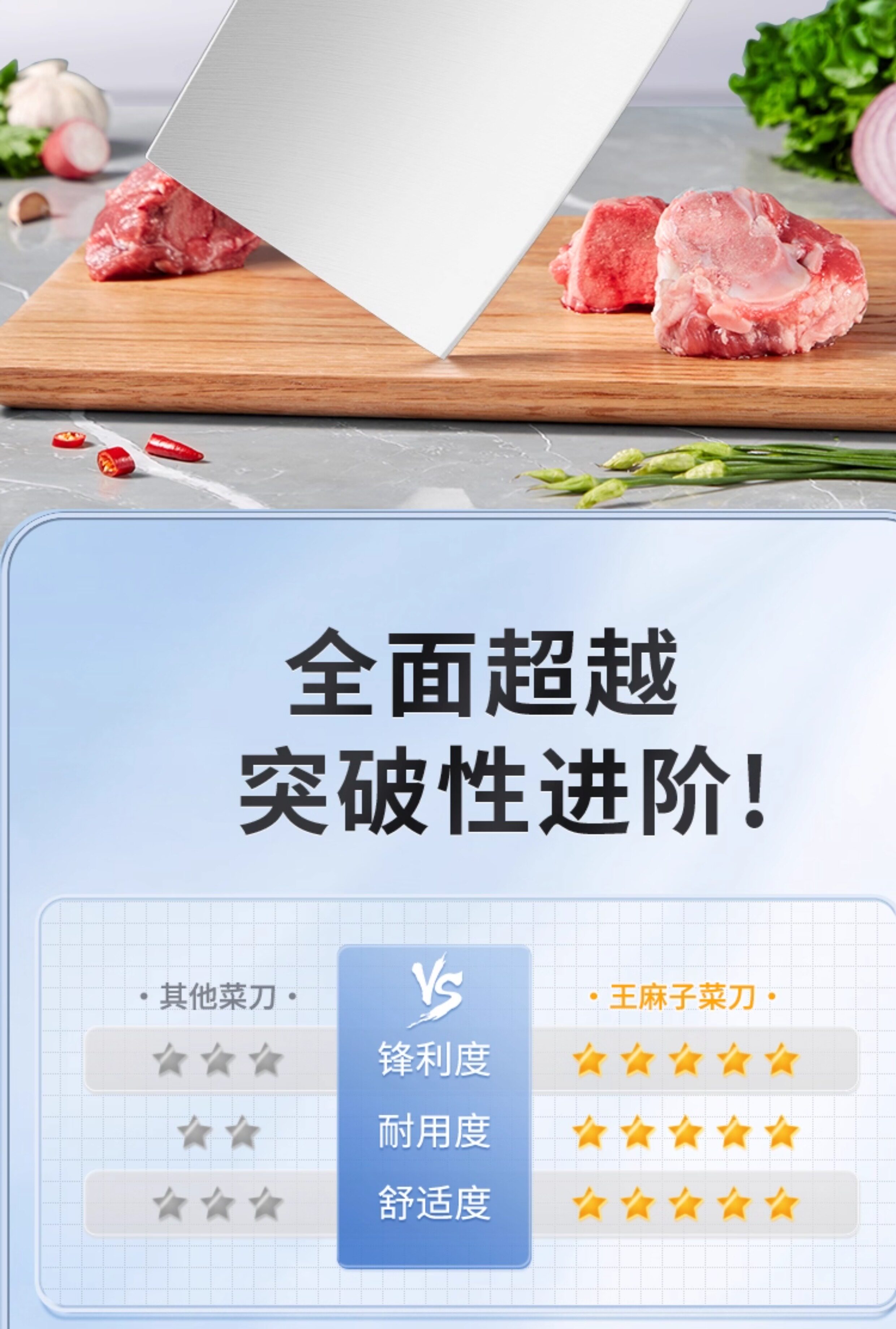 安享好物 安享A级斩切刀-王麻子申木 焦尾斩切刀  