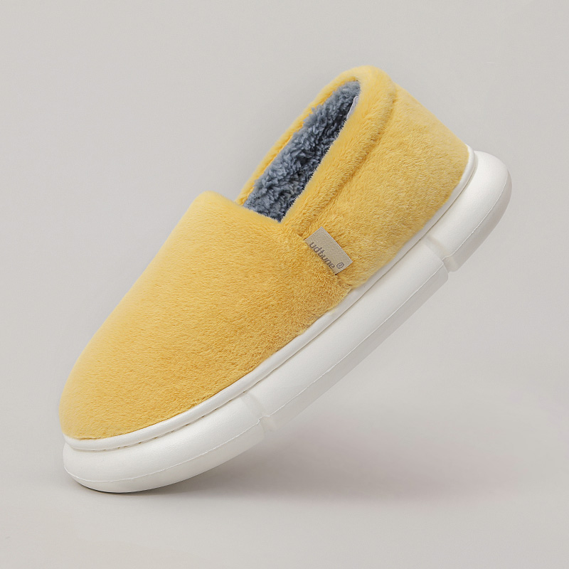 Cream Goose YellowBag heel Cotton slippers Plush keep warm lovers men and women Autumn and winter indoor Thick bottom non-slip fashion House household Soft bottom