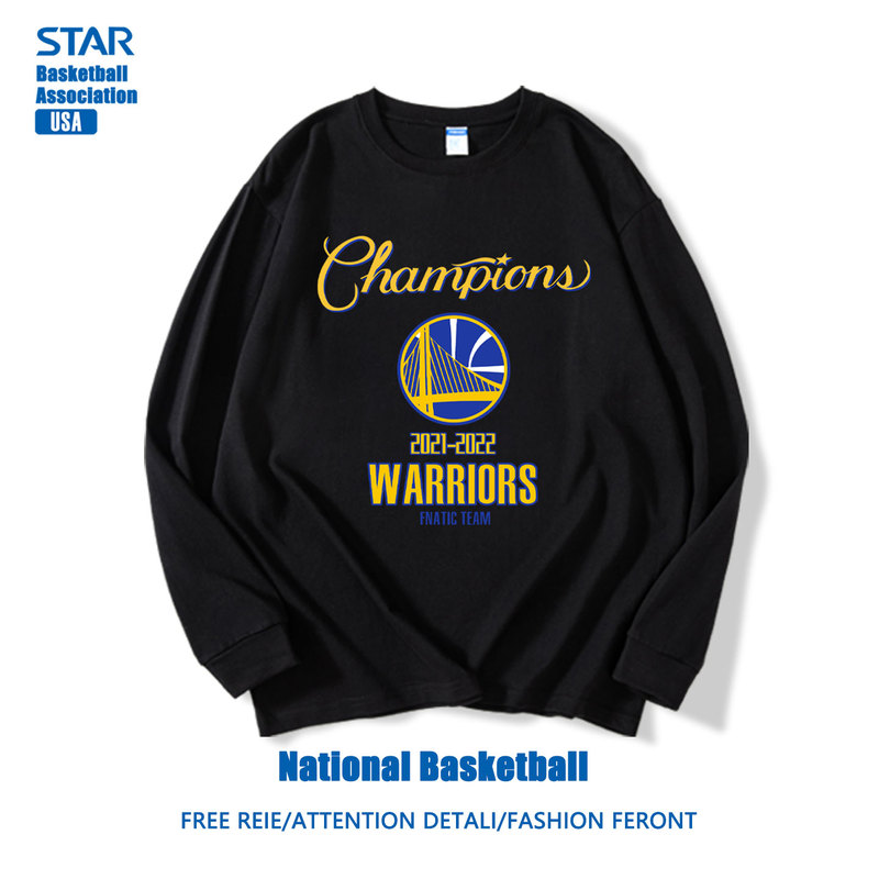 American Warriors Curry Champion Long-Sleeved T-Shirt Men's Black Basketball Sports Jersey Youth Pure Cotton Top American Warriors Curry Champion Long-Sleeved T-Shirt Men's Black Basketball Sports Jersey Youth Pure Cotton Top
