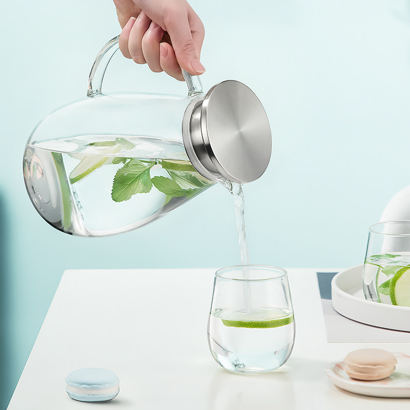 Memory pot Tea cold water pot Glass cold water pot Household high temperature resistance large capacity plain water glass pot set thickened
