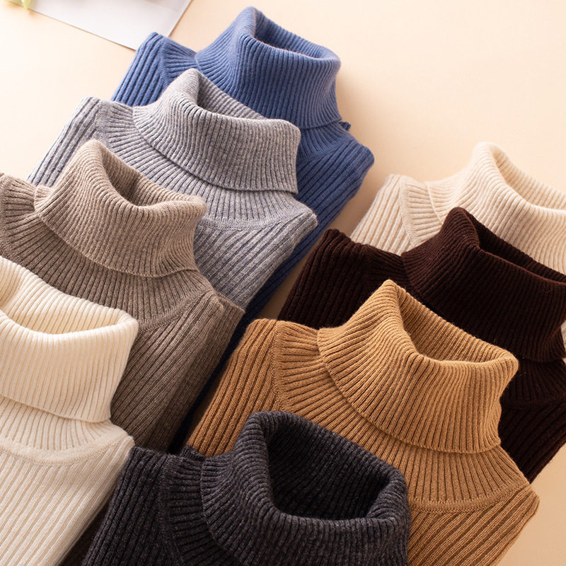 High collar wool knit undershirt female autumn winter new long sleeve headsets slim fit slim fit thickened sweater-Taobao