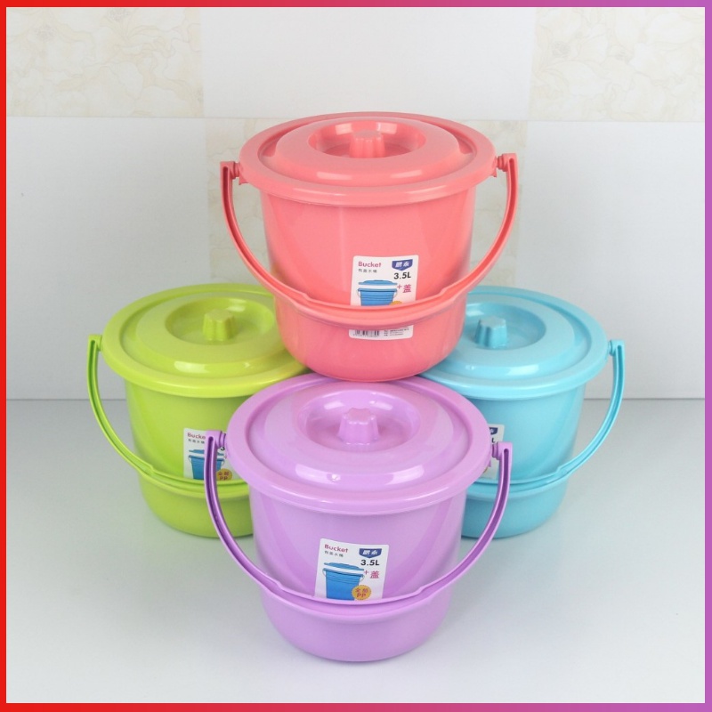 Thickened Color Plastic Small mention bucket with lid to contain bucket Water storage Children Toy bucket Refreshing Barrel Food Small Bucket