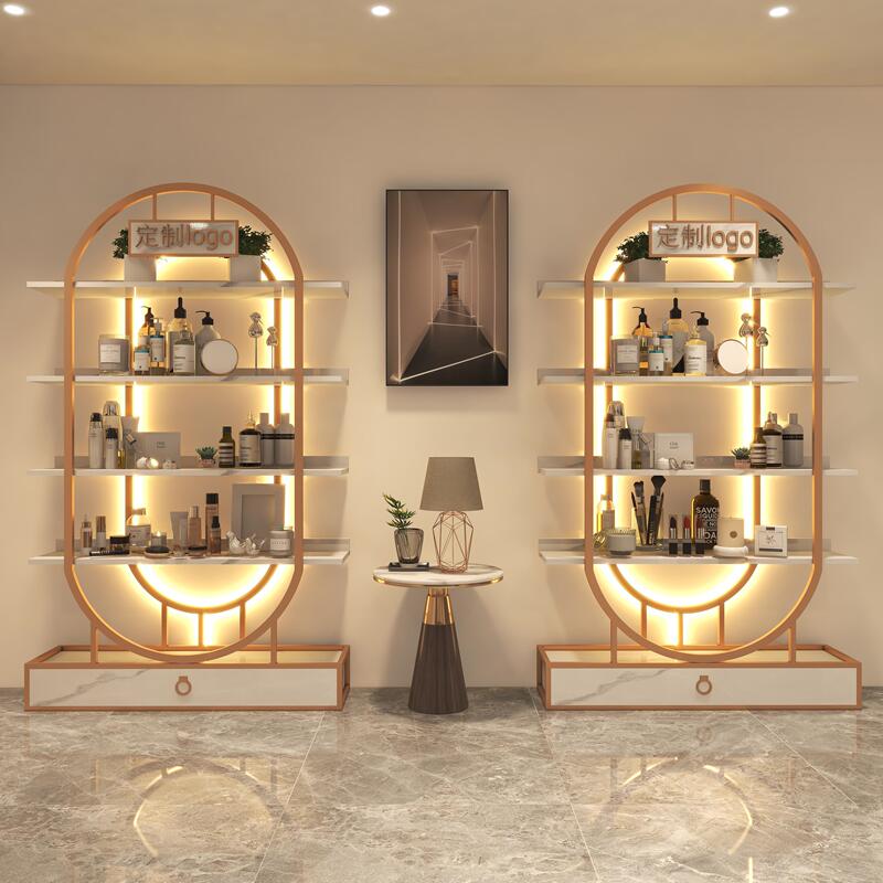 Beauty Salon Display Cabinet, Nail Polish Cabinet, Makeup and Skin Care Products, Cosmetics Floor-Standing Storage Cabinet, Nail Polish Display Rack with Lights