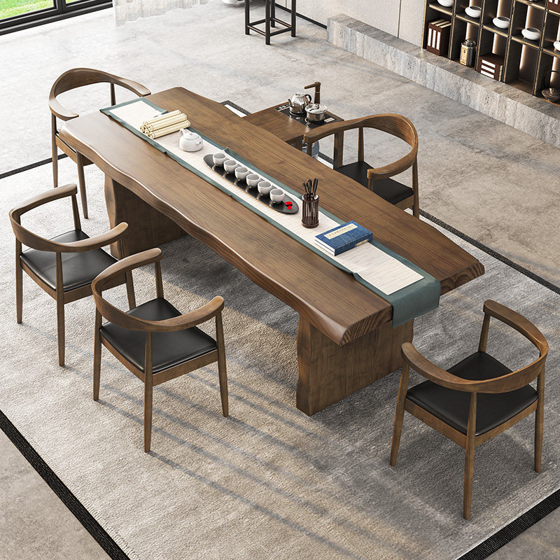 Tea table Solid wood tea table New Chinese Zen simple office tea tea table and chair combination Light luxury household small tea table