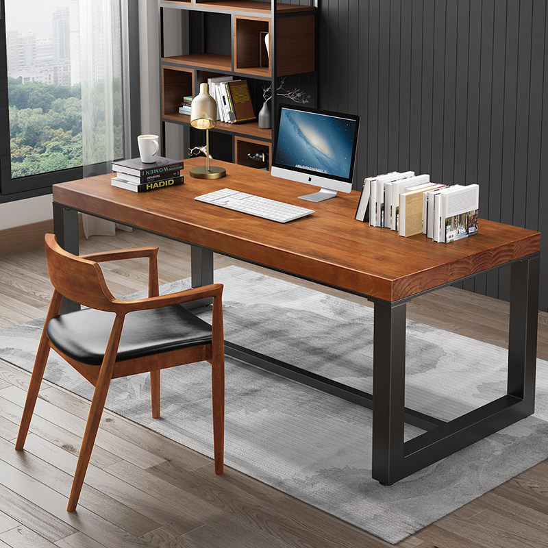 Desk Simple solid wood computer desktop table Household table Bedroom industrial style student writing desk and chair combination