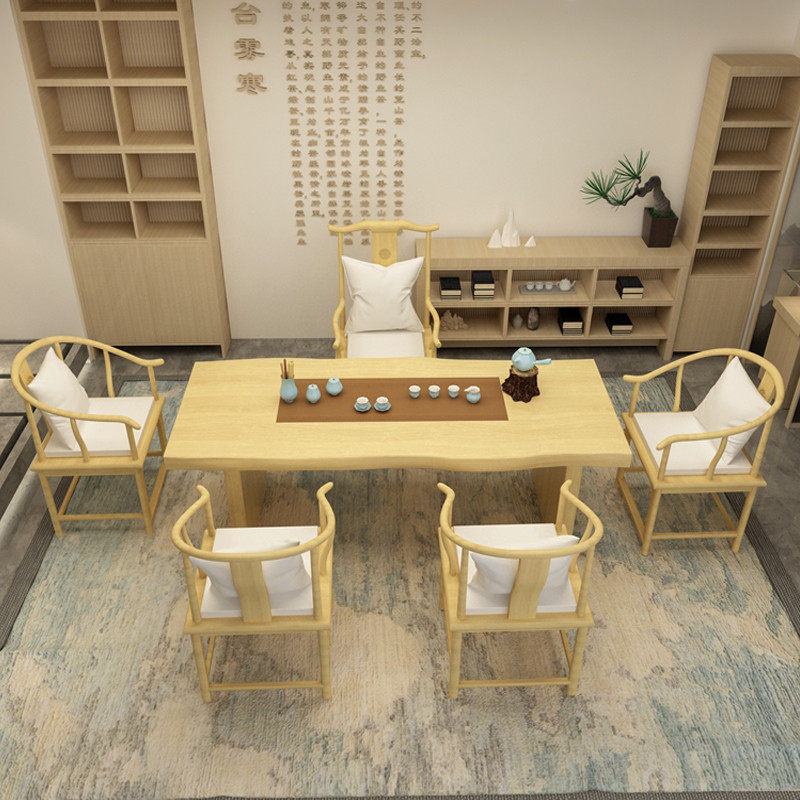 Tea table Solid wood tea table 1 meter 8 large board Kung Fu Zen tea new Chinese modern simple tea table Tea table and chair combination