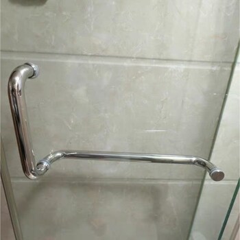 Sliding 304 bathroom single sliding door l-shaped handle three-hole shower room handle stainless steel bathroom bathroom