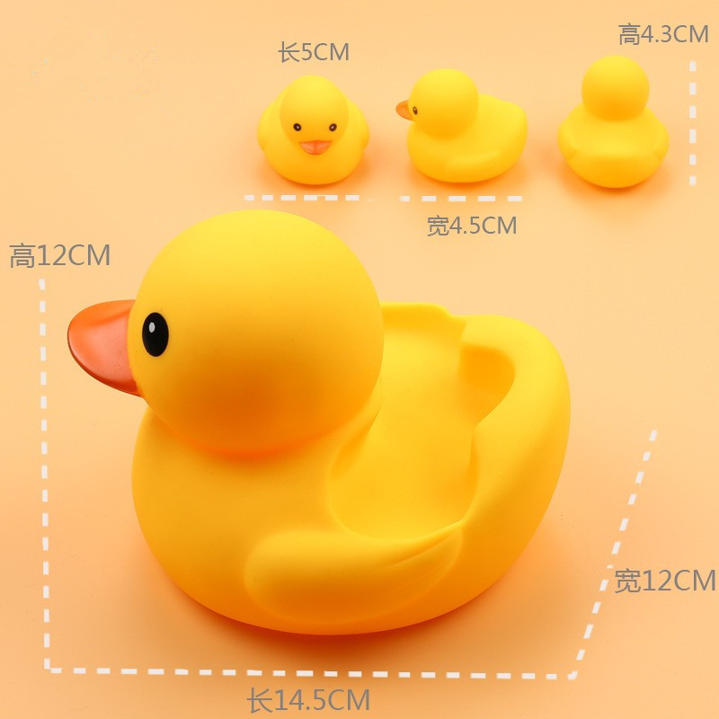 Little Yellow Duck Baby Eco-Friendly Chewable Bath Duck Soft Rubber Toy, Heat-Resistant, Squeaky, for Bathing and Playing in Water