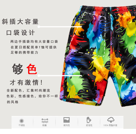 短裤男士夏季休闲裤五分潮流宽松花裤衩速干沙滩裤中裤子快干男装