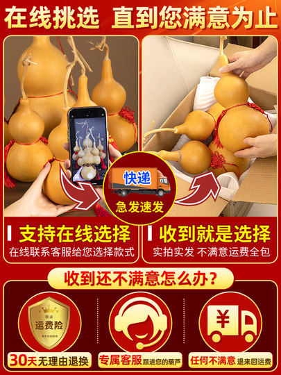 Подвесные украшения из натуральной тыквы, китайский узел, настоящий благоприятный узел, пять императоров, деньги от двери до двери с краном, вход в гостиную, открытие