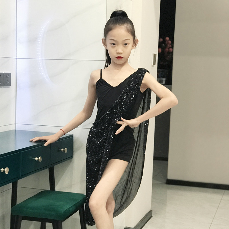 Latin Dance Merit for Children's New 2022 Summer Hanging Connection Performance Competition Test Girls Latin Dance Dress