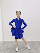 Latin Dance Professional Competition Suit Girl Big Swing Dress Performance Solo Professional High-end Long-sleeved Art Exam Prescribed Clothing