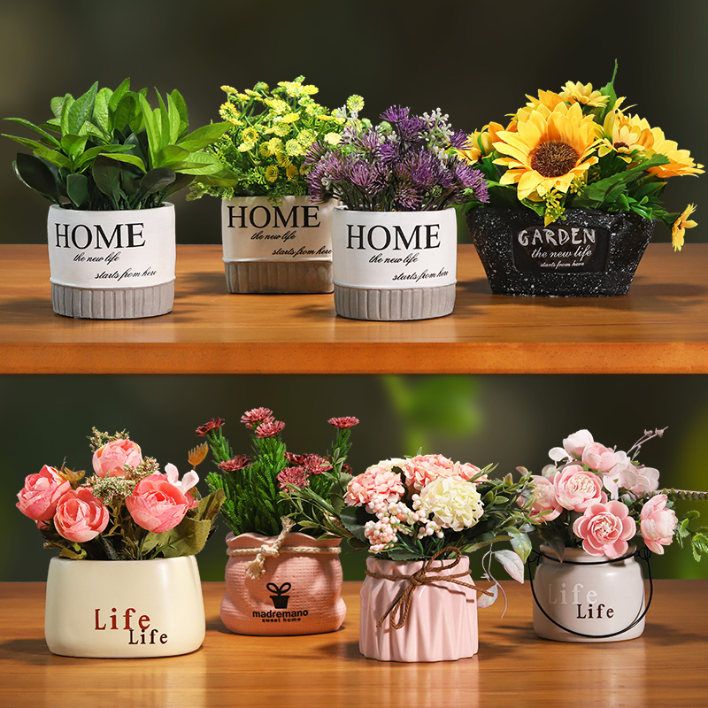 The simulation plant furnishing articles suit green plant ins small potted plant decoration, flower art ceramic fake flowers sitting room other fake grass