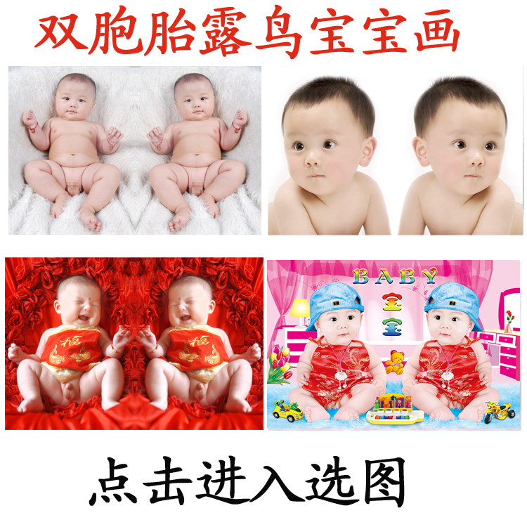 Cute boy baby poster twin bird bird pictorial doll photo picture wall sticker pregnant woman prenatal education