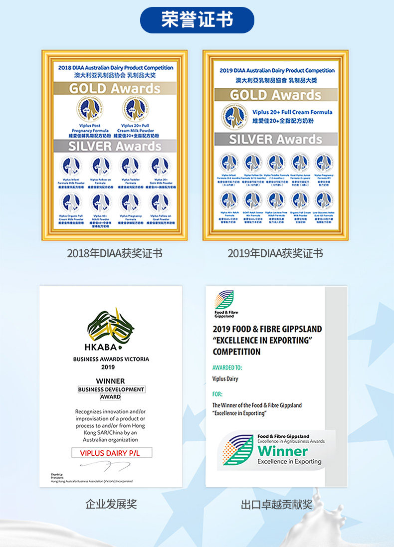澳洲进口 Viplus维爱佳 全脂高蛋高蛋白奶粉 2斤 图8