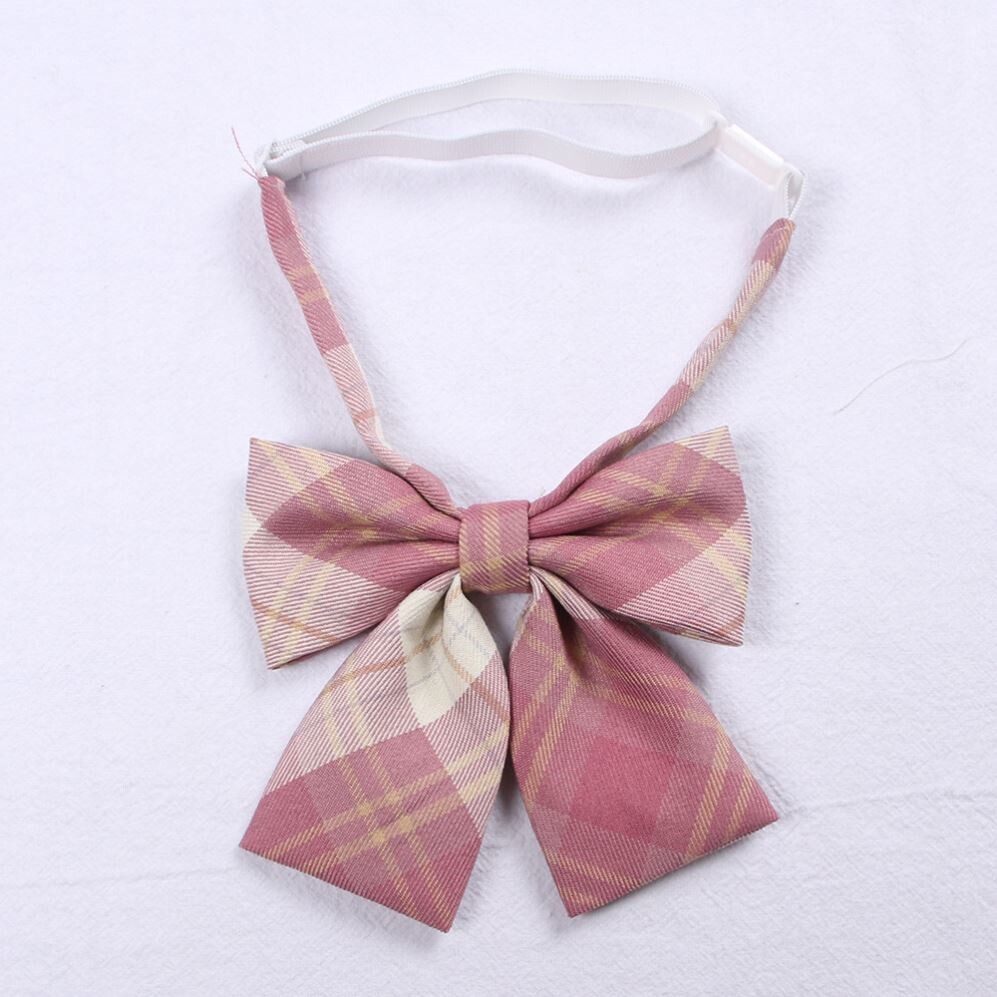 (Raspberry black tea small things) Japanese JK uniform bow tie student tie pink plaid skirt collar flower bow
