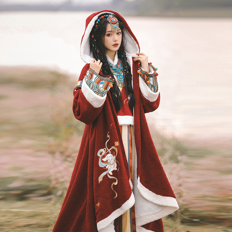 Shangyunxi National Style Hanfu for Women [Ruoxi] Exotic Girl Tibetan Style Han Elements Winter Thickened Fleece Cape Cloak