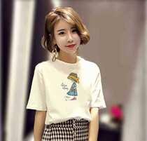 2 pieces 59) pure cotton white short sleeve t-shirt woman 2020 Summer new loose half sleeve round collar blouses