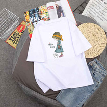 2020 Summer new cartoon Refreshing Cool Printed Short Sleeve T-shirt Woman Loose Big Code White Half Sleeve Blouse