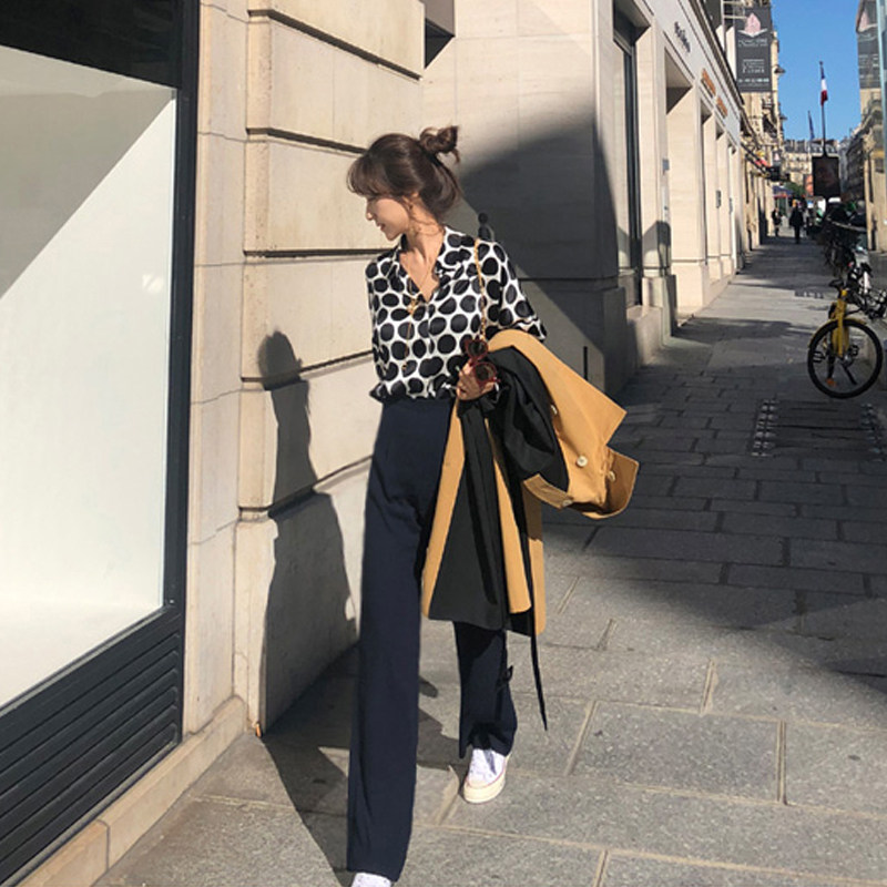 Falling feeling mopping pants women's high waist spring and summer new straight-tube slimming straight-leg pants all-match wide-leg pants suit trousers women