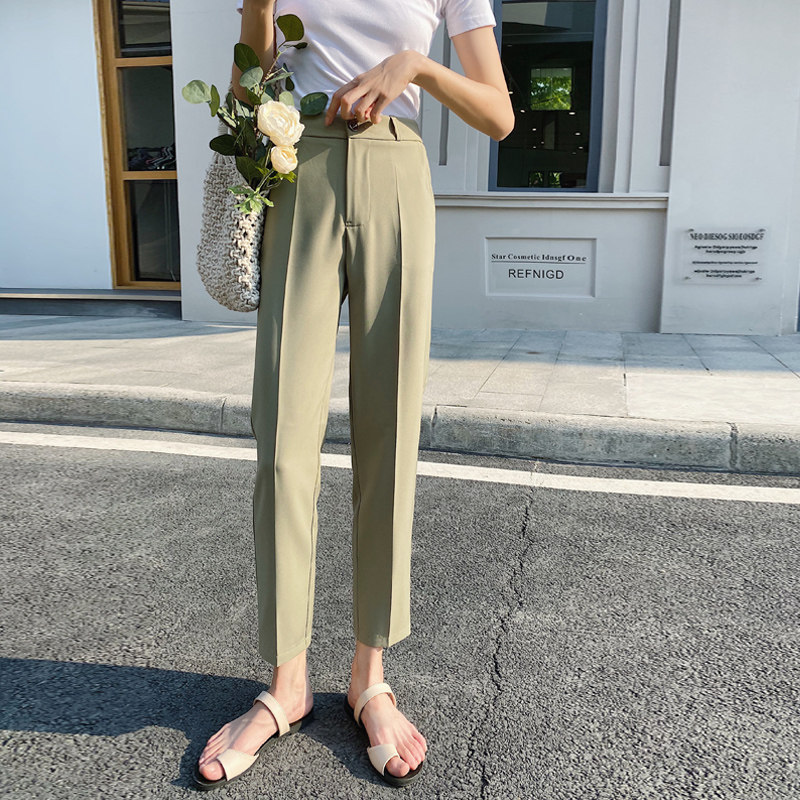 Western Dress Pants Woman High Waist Summer Slim Fit Slim Fit Slim Robe Pants Kharen 100 Lap 90% Casual Smoke Pipe Pants