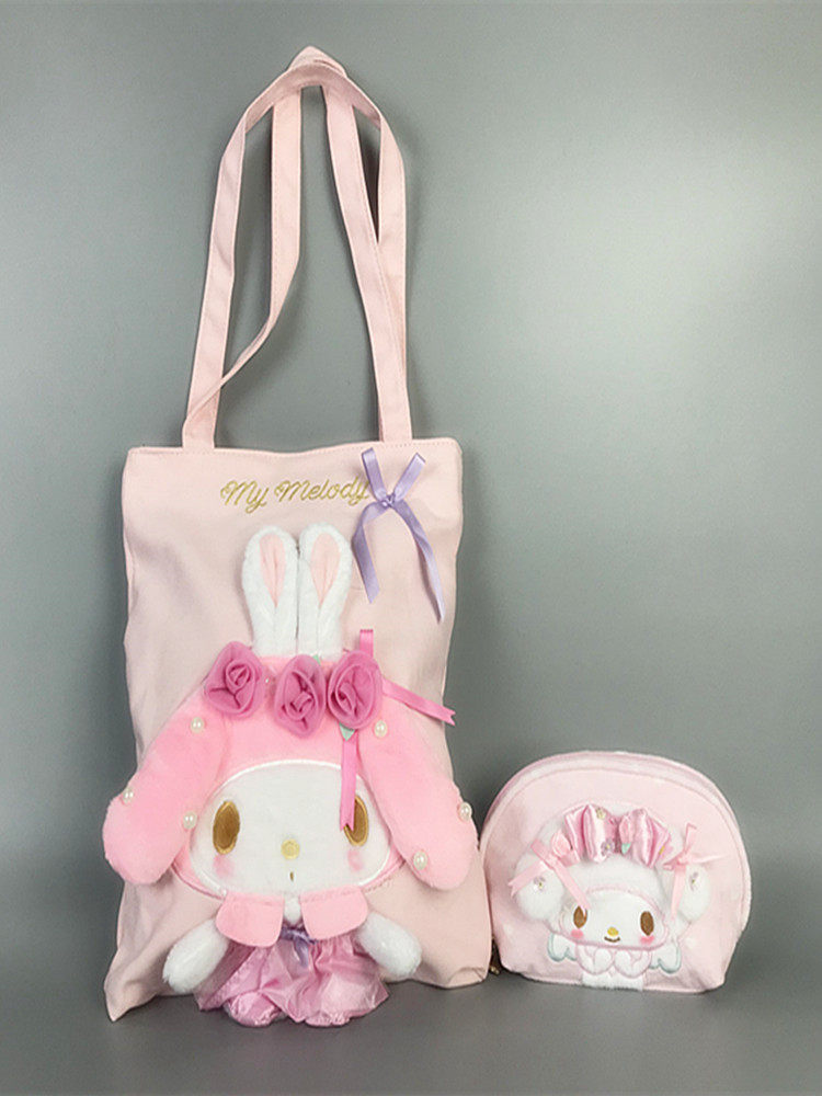 CUTE JAPANESE CARTOON THREE-DIMENSIONAL MELODY SHOULDER BAG GIRLY SOFT GIRL MAKEUP BAG LARGE CAPACITY TOTE BAG GIFT