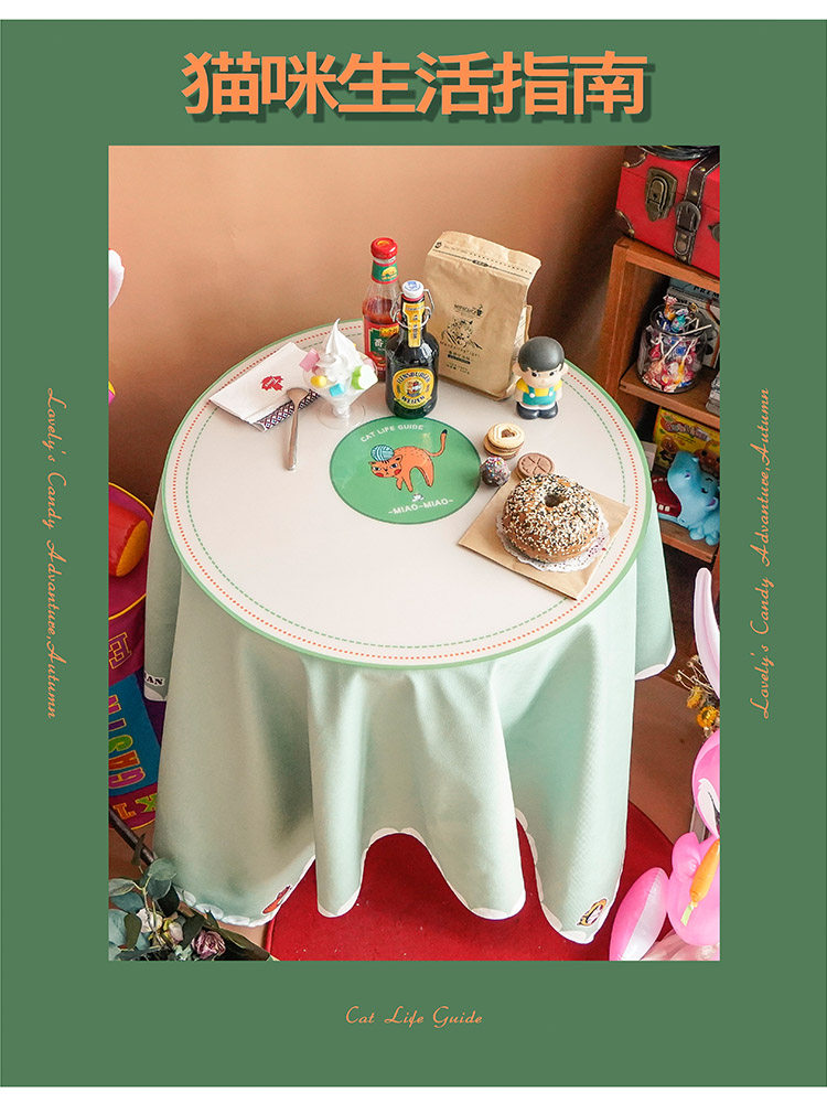 Zuo Hampden Road table mat waterproof and oilproof PVC soft plastic glass coffee table mat Cartoon Cat tablecloth placemat custom