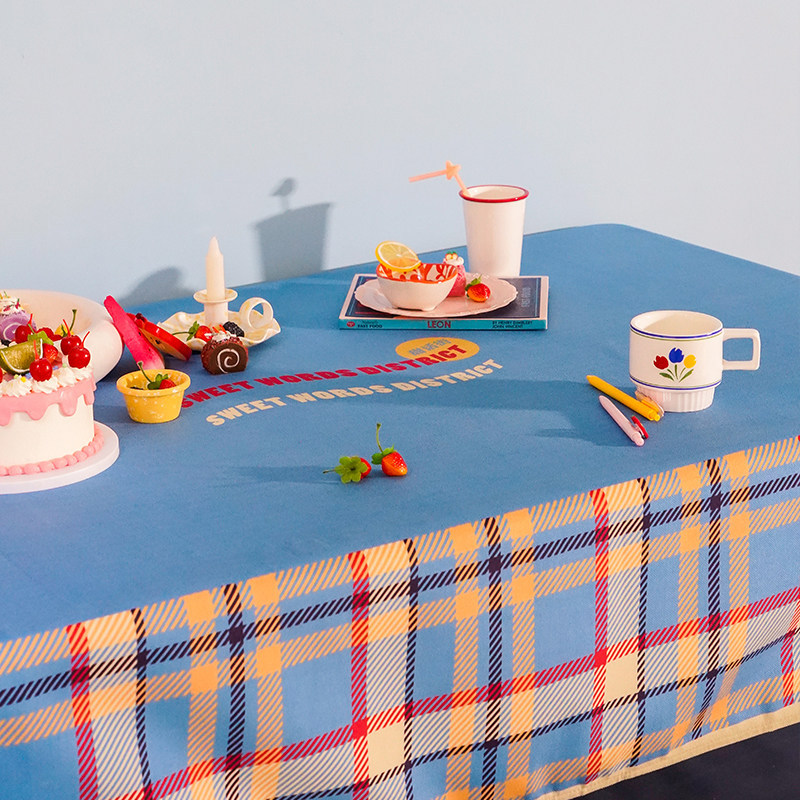 Zuo Xian Dun Road artist cooperation American vintage plaid student tablecloth Coffee table cloth Desk decorative tarpaulin