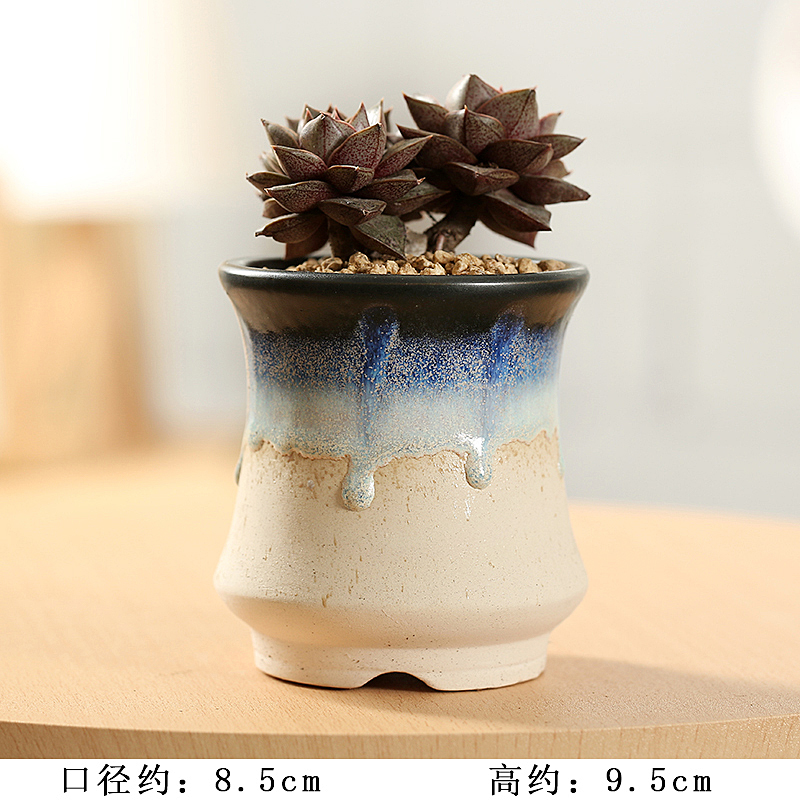 The End flow glaze fleshy flowerpot contracted indoor type coarse pottery small fleshy flower pot basin is accused of breathable ceramic flower pot