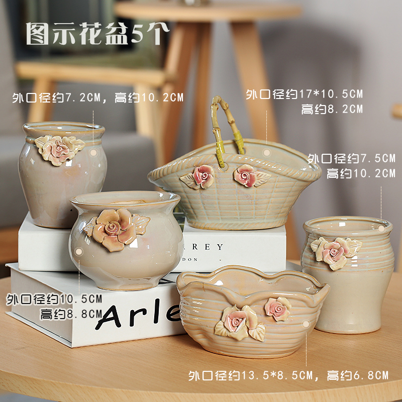 End flowerpot ceramic sale indoor the plants, fleshy meat meat clearance diameter platter small flower pot in coarse pottery