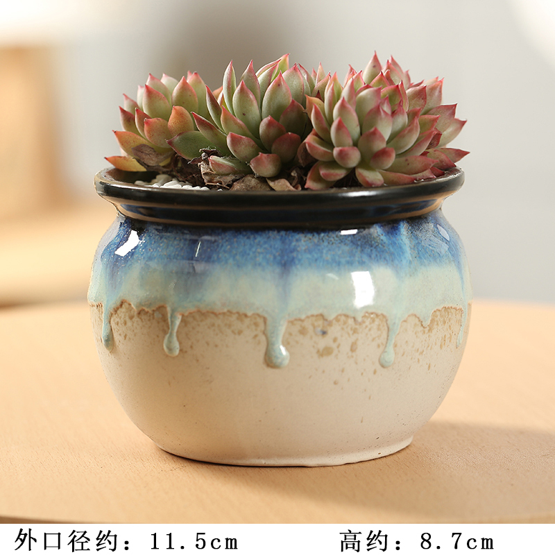 The End flow glaze fleshy flowerpot contracted indoor type coarse pottery small fleshy flower pot basin is accused of breathable ceramic flower pot