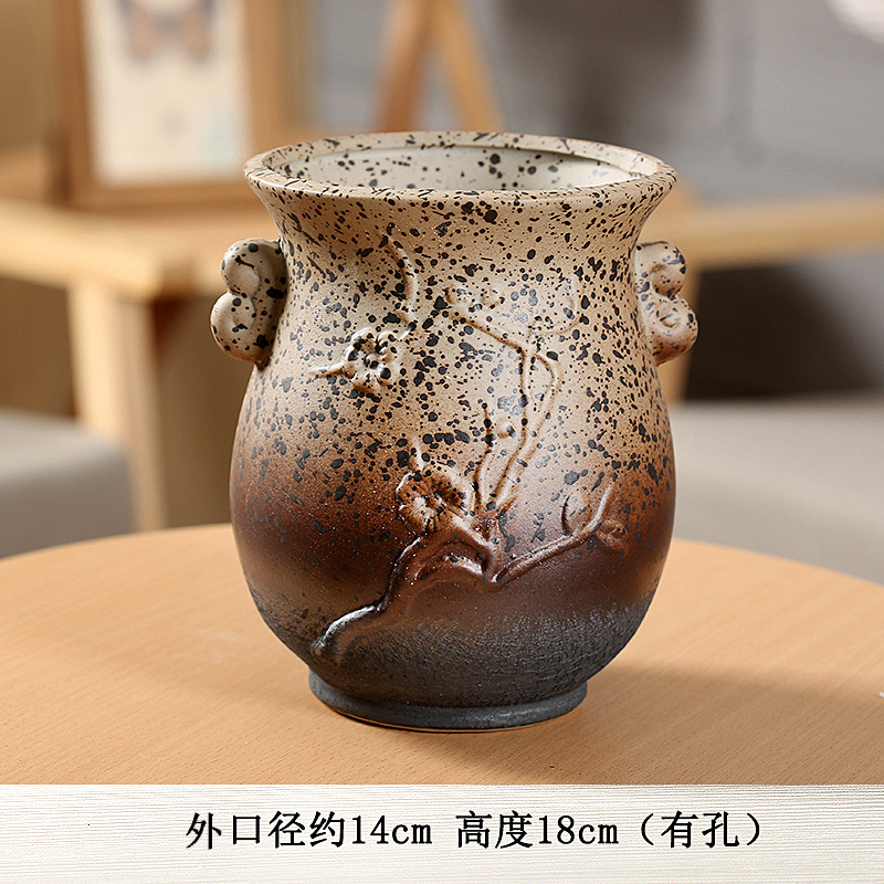 End much meat basin mage, zhuang zi coarse pottery breathable big jar creative ceramic large flower pot basin restoring ancient ways