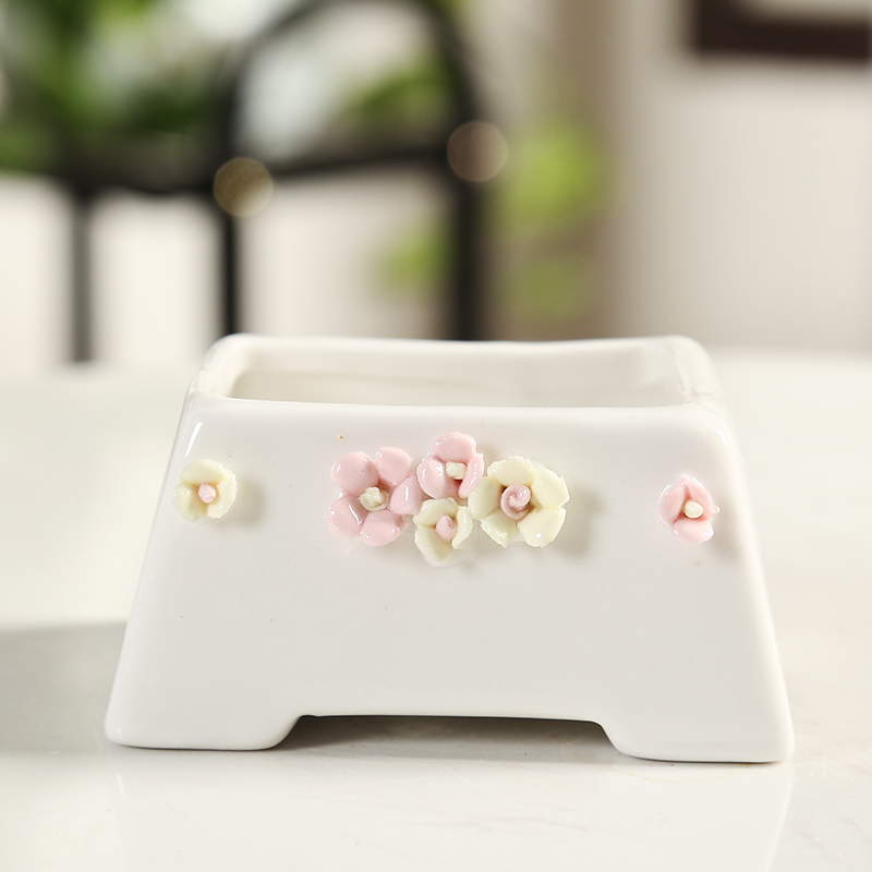 Thumb end pinch flower small basin of Korean fleshy flowerpot fleshy white porcelain basin of mini little old running the indoor and pure and fresh