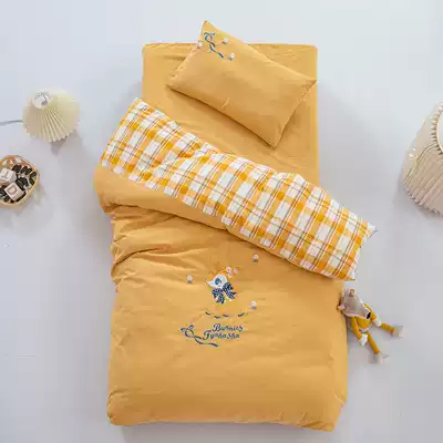 Baby children kindergarten quilt three-piece cotton children nap special green solid yellow Blue Girl