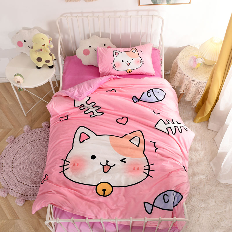 Children's kindergarten quilt three-piece set Nap special coral velvet baby winter with quilt core quilt cover Princess wind girl