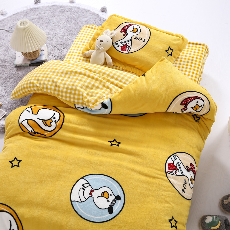 Children Kindergarten Quilt Three Sets Nap Special Coral Suede Winter Baby Suede Milk Suede Thickened With Quilt Core