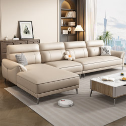 Genuine Leather Sofa Chaise Lounge L-Shaped Corner 2025 New Model Living Room Modern Simple Guangdong Foshan Combination Large Apartment
