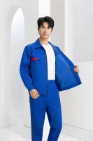 Ярко-синий весенне-осенний полосатый топ с длинными рукавами