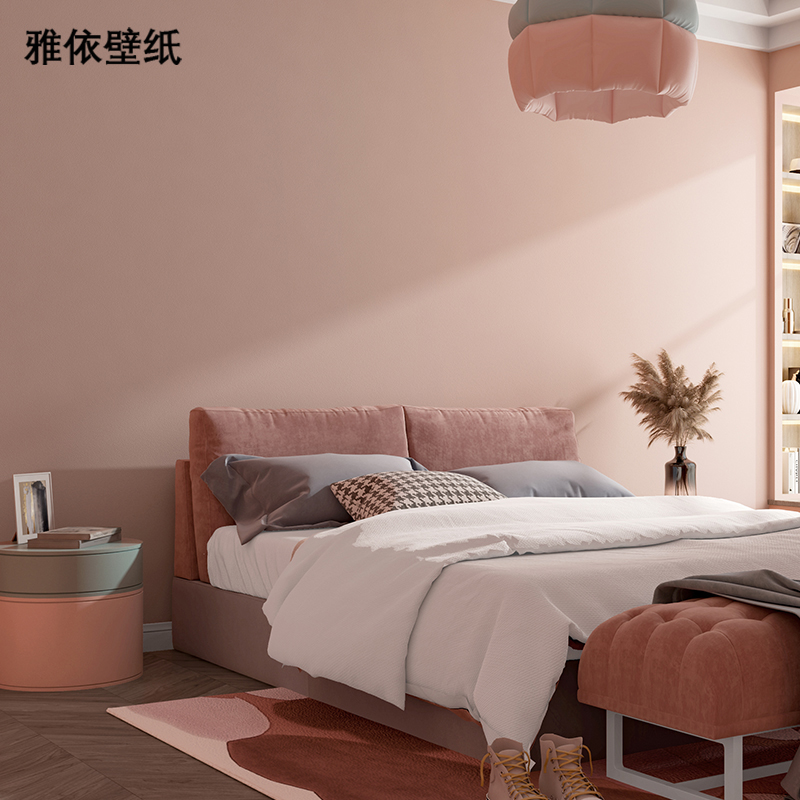 Wallpaper self-adhesive bedroom Nordic dormitory women's clothing nail shop dirty pink coral powder solid color background wall wallpaper stickers