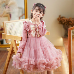 Girls' Autumn and Winter Skirts, Kidsren's Long-Sleeved Dresses, Autum Clothes for Little Girls, Autum Princess Skirts, Spring and Autum Styles, 2025 New Styles